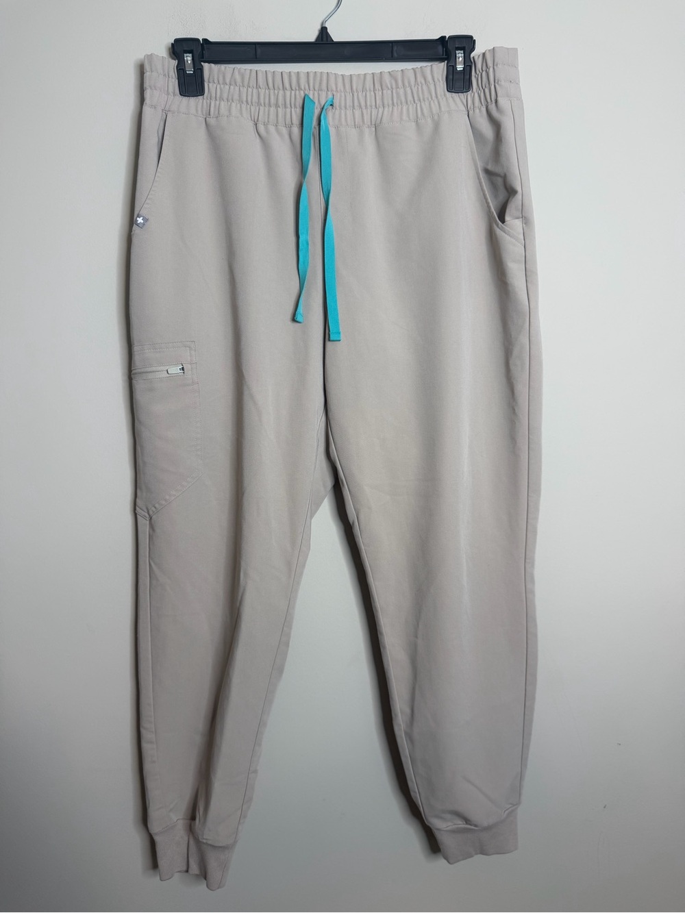 Figs Zamora Jogger Scrub Pants Sandstone Caribbean Blue Large Petite - Picture 3 of 7